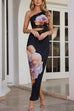 Mixiedress One Shoulder Cut Out Lace Splice Floral Maxi Bodycon Dress