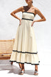 Mixiedress Spaghetti Strap High Waist Ric Rac Ruffle Maxi Dress