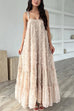 Mixiedress Floral Appliques Ruffle Trirm Swimg Maxi Cami Dress