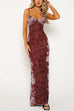 Mixiedress Spaghetti Strap V Neck Floral Print Bodycon Maxi Dress