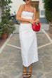 Mixiedress Color Block Scallop Crop Cami Top and Back Slit Maxi Skirt Set