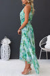 Mixiedress V Neck Waisted Cut Out Floral Pleated Maxi Dress