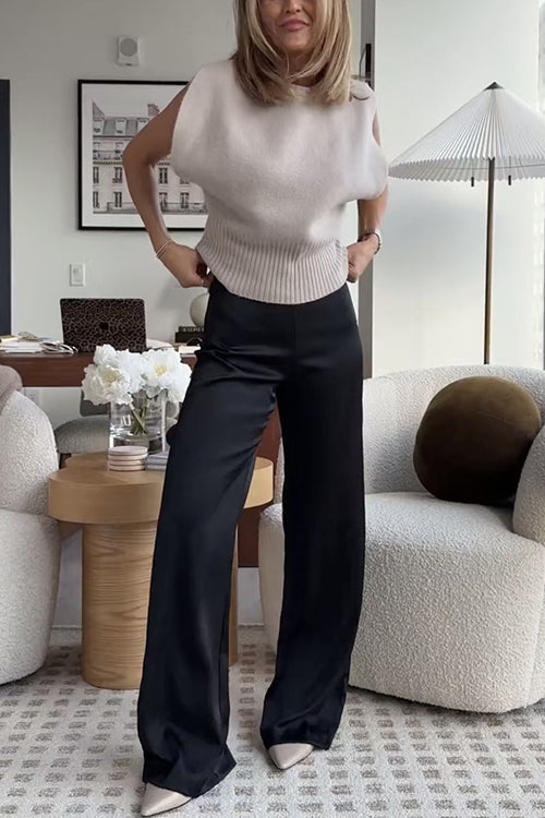 Mixiedress High Rise Straight Leg Satin Pants