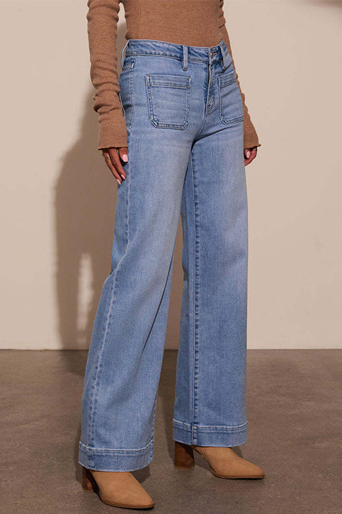 Mixiedress Chic Straight Wide Leg Denim Pants