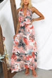 Mixiedress Halter V Neck Backless Printed Maxi Vacation Dress