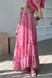 Mixiedress Floral Appliques Ruffle Trirm Swimg Maxi Cami Dress