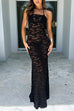 Mixiedress Strapless Sheer Lace Cover Up Maxi Bodycon Dress