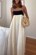 Mixiedress Backless Color Block Splice Swing Maxi Cami Dress