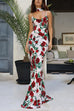Mixiedress Spaghetti Strap Open Back Floral Print Maxi Dress