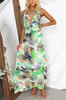 Mixiedress Halter V Neck Backless Printed Maxi Vacation Dress
