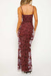 Mixiedress Spaghetti Strap V Neck Floral Print Bodycon Maxi Dress