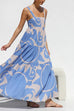 Mixiedress Adjustable Strap Waisted Soleil Print Ruffle Maxi Dress