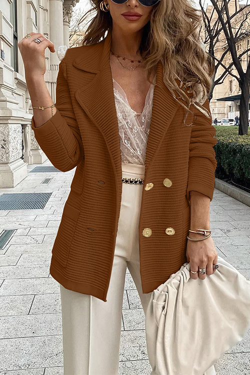 Mixiedress Double Breasted Textured Cardigan with Pockets