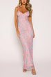 Mixiedress Spaghetti Strap V Neck Floral Print Bodycon Maxi Dress