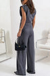Mixiedress Ruched Asymmetrical Top and Wide Leg Pants Set