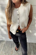 Mixiedress Crewneck Sleeveless Button Down Knitting Top