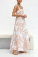 Mixiedress Adjustable Strap Waisted Soleil Print Ruffle Maxi Dress