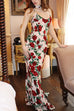 Mixiedress Spaghetti Strap Open Back Floral Print Maxi Dress