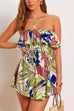 Mixiedress Ruffle Off Shoulder Smocked Waist Printed Mini Dress