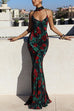 Mixiedress Spaghetti Strap Open Back Floral Print Maxi Dress