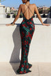Mixiedress Spaghetti Strap Open Back Floral Print Maxi Dress