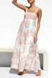 Mixiedress Adjustable Strap Waisted Soleil Print Ruffle Maxi Dress