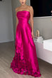 Mixiedress Strapless Waisted Polka Dot Applique Maxi Party Dress