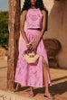 Mixiedress Lace Hollow Out Slit A-line Maxi Skirt