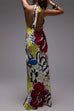 Halter Sleeveless Open Back Floral Print Maxi Dress