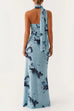 Mixiedress Strapless Tube Floral Print Bodycon Maxi Dress