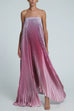 Mixiedress Strapless Tube Gradient Ombre Satin Maxi Party Dress