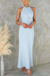 Halter Sleeveless Back Slit Waisted Maxi Dress