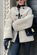 Mixiedress Button Down Pocketed Faux Fur Fleece Coat