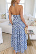 Mixiedress Halter Cut Out Backless Frill Trim Floral Print Maxi Dress