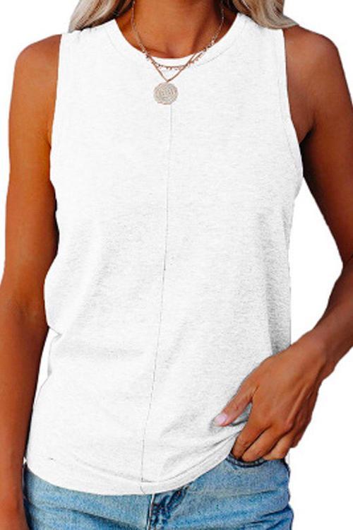 Mixiedress Solid Crewneck Casual Sleeveless Top