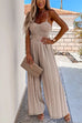 Mixiedress Spaghetti Strap Belted Pleated Wide Leg Jumpsuit