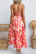 Sunset Watercolor Tie Back Slit Maxi Cami Dress