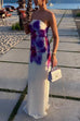 Mixiedress Elegant Strapless Floral Print Maxi Dress