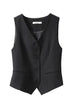 Mixiedress V Neck Button Up Pocketed Blazer Vest