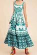 Mixiedress V Neck Waisted Floral Print Swing Maxi Cami Dress