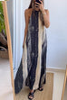 Mixiedress Halter Neck Backless Color Block Printed Maxi Dress