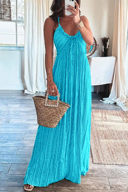 Mixiedress Halter Backless Tie Knot Printed Maxi Vacation Dress