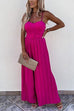 Mixiedress Spaghetti Strap Belted Pleated Wide Leg Jumpsuit