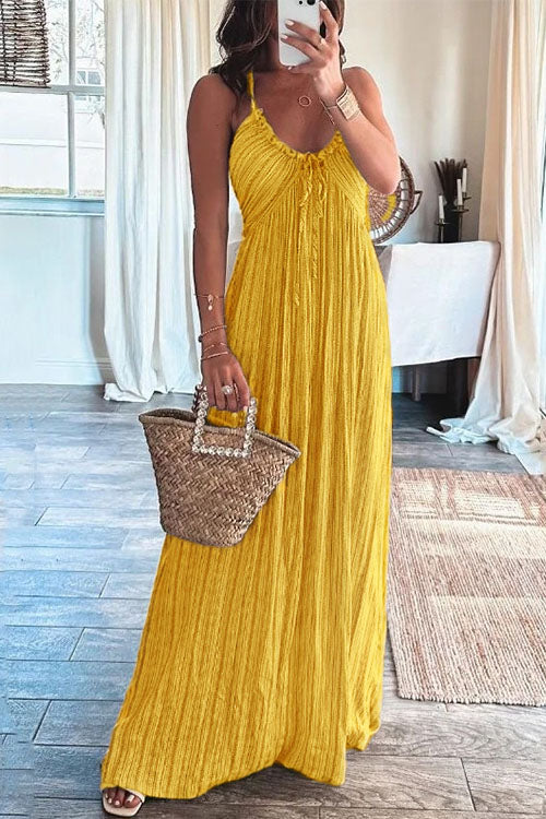 Mixiedress Halter Backless Tie Knot Printed Maxi Vacation Dress