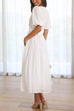 Mixiedress V Neck Lantern Sleeves Waisted Ruffle Maxi Dress