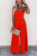 Mixiedress Spaghetti Strap Belted Pleated Wide Leg Jumpsuit