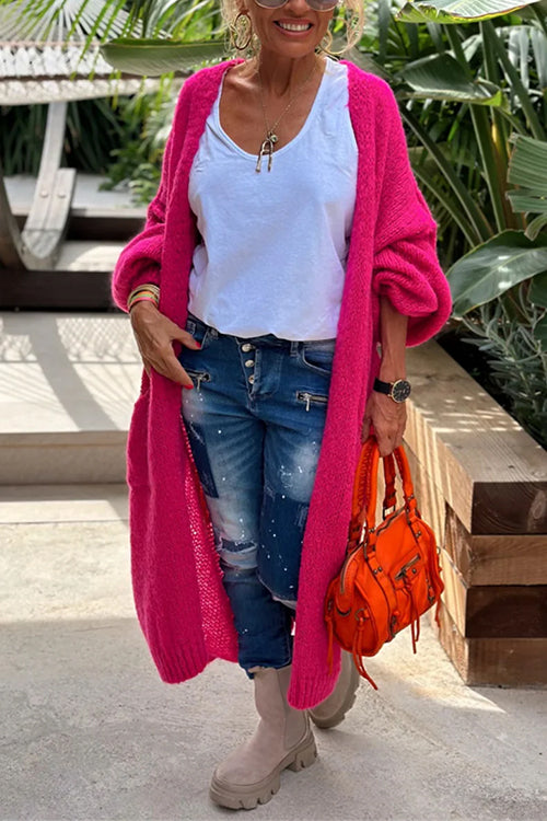 Mixiedress Open Front Love and Peace Pattern Long Sweater Cardigan(in 5 Colors)