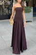 Mixiedress Strapless Satin Patchwork Flare Maxi Dress