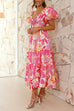 Mixiedress Twist Knot Cut Out Puffle Sleeves Printed Ruffle Maxi Dress