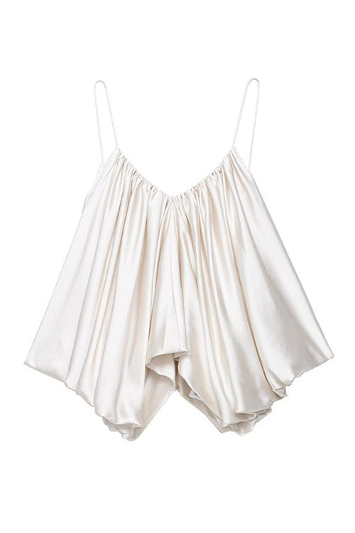 Mixiedress Spaghetti Strap Draped Satin Top